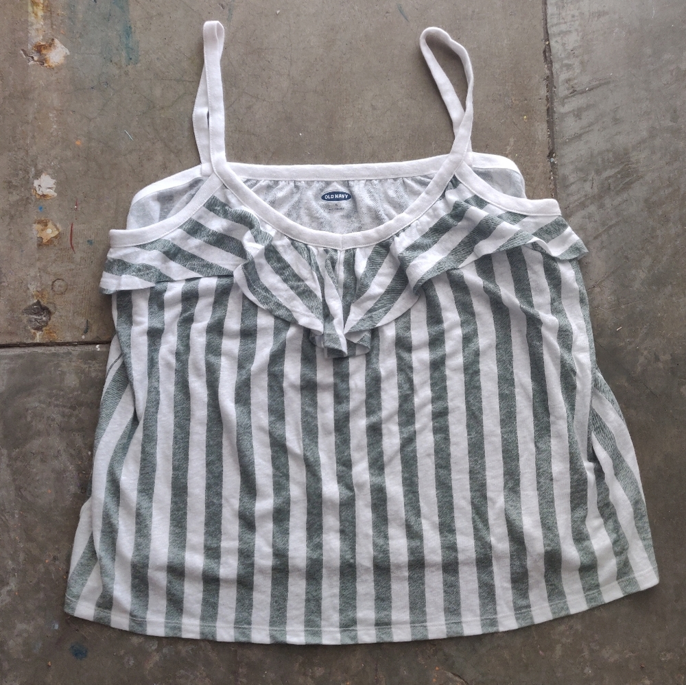 Old Navy Knit Striped Ruffle Tank Top
